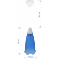 Светильник Apeyron декор, подвесной, Брауэр, плаик, 1хЕ27 15Вт, 220В, синий, шнур белый/ 16-21