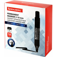 Перманентный маркер BRAUBERG JUMBO, черный, широкая линия письма, скошенный наконечник, 3-10 мм 151224