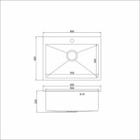 Настольная мойка MIXLINE PRO 60x45, 3 мм, выпуск 3 1/2, 22 см, с сифоном, черный графит 547236