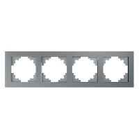 Горизонтальная 4-местная рамка STEKKER серия Катрин, стеклянная, GFR00-7004-03, серебро 39534