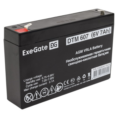 Батарея аккумуляторная АКБ DTM 607 6В, 7Ah, клеммы F1 ExeGate 282951