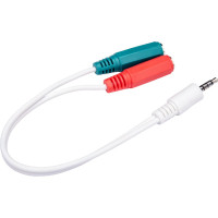 Кабель Cablexpert переходник аудио Jack 3.5(M) 4pin/2xJack 3.5(F), 20см, белый, CCA-417W