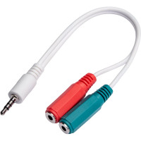 Кабель Cablexpert переходник аудио Jack 3.5(M) 4pin/2xJack 3.5(F), 20см, белый, CCA-417W