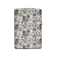 Зажигалка Zippo Skeleton с покрытием Glow in the Dark Green, латунь/сталь, серая, 38x13x57 мм 49458