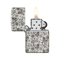 Зажигалка Zippo Skeleton с покрытием Glow in the Dark Green, латунь/сталь, серая, 38x13x57 мм 49458