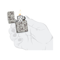 Зажигалка Zippo Skeleton с покрытием Glow in the Dark Green, латунь/сталь, серая, 38x13x57 мм 49458