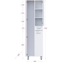 Пенал Onika Модерн 52 напольный, белый, с бельевой корзиной, левый 405206