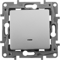Переключатель Legrand одноклавишный с подсветкой/индикацией Legrand Etika 10А 250В безвинтовые зажимы алюминий 672415