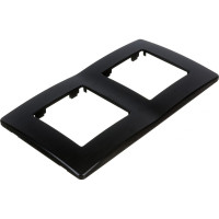 Рамка для розеток и выключателей ЭРА Серия 12 12510206 на 2 поста, Сатин, черный Б0052514