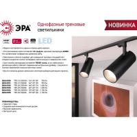 Трековый однофазный светильник ЭРА TR530 COB BK 30 ватт 4000К 2100Лм черный Б0049055