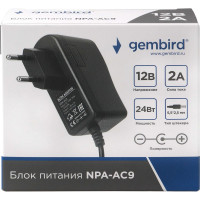 Адаптер питания Gembird 12В/2А, 24Вт 1 штекер 5,5x2,5 мм NPA-AC9