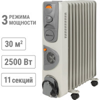 Масляный обогреватель TDM ELECTRIC МО-11ТВ, 2500 Вт, 11 секций, вентилятор, регулировка мощности 1000/1500/2500+400 Вт, термостат, SQ2501-0913