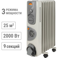 Масляный обогреватель TDM ELECTRIC МО-9ТВ, 2000 Вт, 9 секций, вентилятор, регулировка мощности 800/1200/2000+400 Вт, термостат, SQ2501-0912