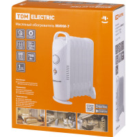 Масляный обогреватель TDM ELECTRIC МИНИ-7, 700 Вт, 7 секций, термостат, SQ2501-0908