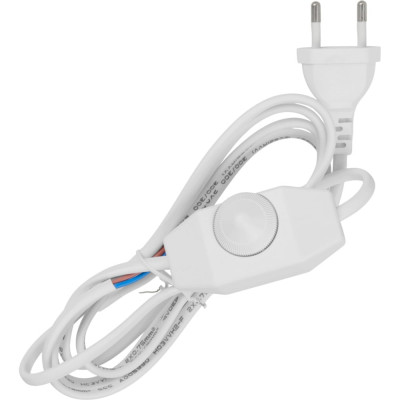 Шнур с плоской вилкой и светорегулятором TDM ELECTRIC ШУ05С1 200Вт, RL ШВВП 2x0,75мм2 2м. белый SQ1305-0051