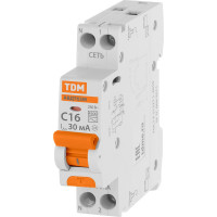 Автоматический выключатель дифференциального тока TDM ELECTRIC АВДТ 63М 2P(1P+N) C16 30мА 4,5кА тип АС SQ0202-0060