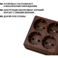 Четырехместная розетка TDM ELECTRIC 2П+3 открытой установки IP20 16A бук Ладога SQ1801-0322