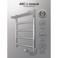 Полотенцесушитель INDIGO Arc с полкой (electro) 60/40 (скрытый монтаж, универсальное подключение R/L, полированный) LCAE60-40PR