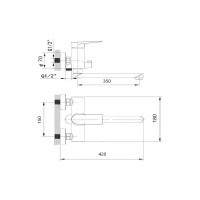 Смеситель для ванной и душа WISENT с длинным изливом WP22202