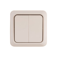 Двухклавишный выключатель Intro Quadro 2-104-02 10А-250В, IP20, открытая установка, слоновая кость, Б0053759