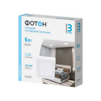 Светодиодный накладной светильник ФОТОН квадратный CLO- 6W4200K-S 24732