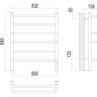 Полотенцесушитель Terminus Евромикс quick touch П6 500x650 4670078531278