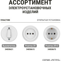 Ретро провод TDM ELECTRIC "Эко" 3x2,5 витой ГОСТ белый 50м SQ2801-0104