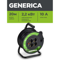 Катушка GENERICA УК20 с т/з 4 места 2P+PE/20м 3x1,0мм2 WKP10-10-04-20-G