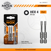 Бита торсионная STRONG (2 шт; HEX4х50 мм; карта; E6.3) NOX 338450-2
