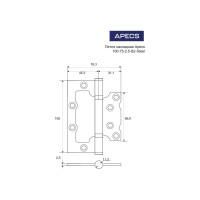 Петля APECS накладная 100752,5-B2-Steel-GRF 23225