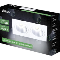 Встраиваемый потолочный светильник RITTER Artin, 2хGU5.3, 175х94х25мм, алюминий, белый 51425 1