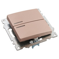 2-клавишный выключатель STEKKER с индикатором (механизм), GLS10-7102-02, 250В, 10А, серия Катрин, 39593