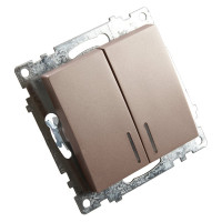 2-клавишный выключатель STEKKER с индикатором (механизм), GLS10-7102-02, 250В, 10А, серия Катрин, 39593