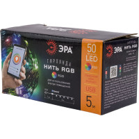 Гирлянда ЭРА Нить с пультом, RGB, 5 м, 220 В, с таймером, с музыкой,  с упр. через моб. Б0055994