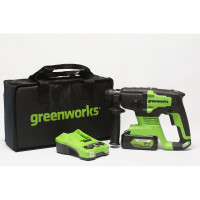 Аккумуляторный бесщеточный перфоратор GreenWorks GD24SDS2K4, 2 ДЖ, 24V, c 1хАКБ 4 Ач и ЗУ в сумке 3803007UB