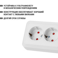Двойная угловая розетка TDM ELECTRIC 2П+З открытой установки с защитными шторками IP20 250В 16А белая "Ладога" SQ1801-0067