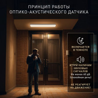 Светодиодный ЖКХ светильник ЭРА SPB-103-2-40K-012 1080Лм IP65 350х75х50 оптико-акустический датчик, Б0052938