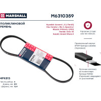 Ремень поликлиновой 4PK813 Hyundai Accent I, II 94-, Kia Cerato I 04-, Rio II 05- MARSHALL M6310359