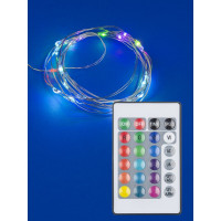 Светодиодная гирлянда на батарейках Uniel Роса ULD-S0200-020/DTB/3AA/RC RGB, IP20, DEW UL-00007247