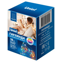 Светодиодная гирлянда на батарейках Uniel Роса ULD-S0500-050/DTB/3AA/RC RGB, IP20, DEW UL-00007248