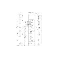 Корпус узкопрофильного замка с защёлкой KALE KILIT 153/P (20 мм) w/b хром 20037