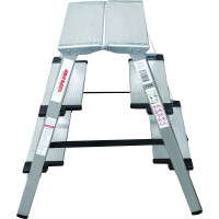 Двухсторонняя алюминиевая стремянка Новая Высота 2х3 ступени 1127203