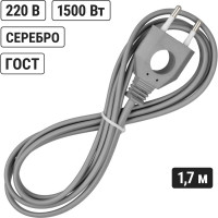 Шнур с плоской вилкой с вырезом TDM ELECTRIC ШУ04 ШВВП 2x0,75мм2 1,7 м. серебр. металлик SQ1305-0035