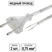 Шнур с плоской вилкой TDM ELECTRIC ШУ02 ШВВП 2x0,75мм2 1,7 м. прозрачный SQ1305-0014