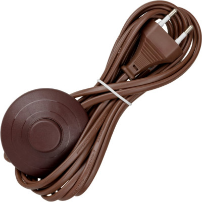 Шнур с ножным выключателем и плоской вилкой TDM ELECTRIC ШУН01В ШВВП 2x0,75мм2 3,5м. коричневый ЭКО SQ1305-0066