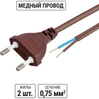 Шнур с ножным выключателем и плоской вилкой TDM ELECTRIC ШУН01В ШВВП 2x0,75мм2 3,5м. коричневый ЭКО SQ1305-0066