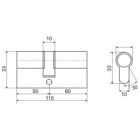Цилиндровый механизм VETTORE ZN M110 Z NI 50x60, 5 ключей, никель 20513