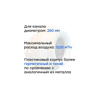 Канальный круглый вентилятор Naveka V(AC1/D)- 250 (пластиковый корпус) (0,16 кВт; 0,75А) УН-00006231