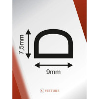 Уплотнитель VETTORE профиль D 9x7,5 мм, 100 м, Black черный 20366