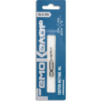 Сверло-метчик комбинированный М4, 4 мм, шаг 0.7 мм, длина 52 мм, хвостовик 1/4", РемоКолор 35-5-905